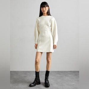 NWT MAJE Rorset Cream Knit Dress—Minor Flaw (Seam Rip At Bottom Of Zipper)